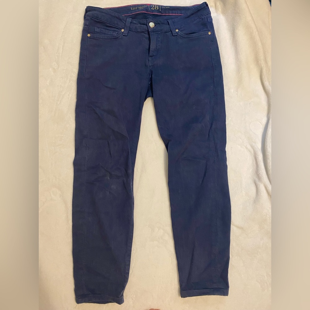Kate Spade Broome Street Denim Cropped Capri Jeans Size 28 (6) Navy Blue